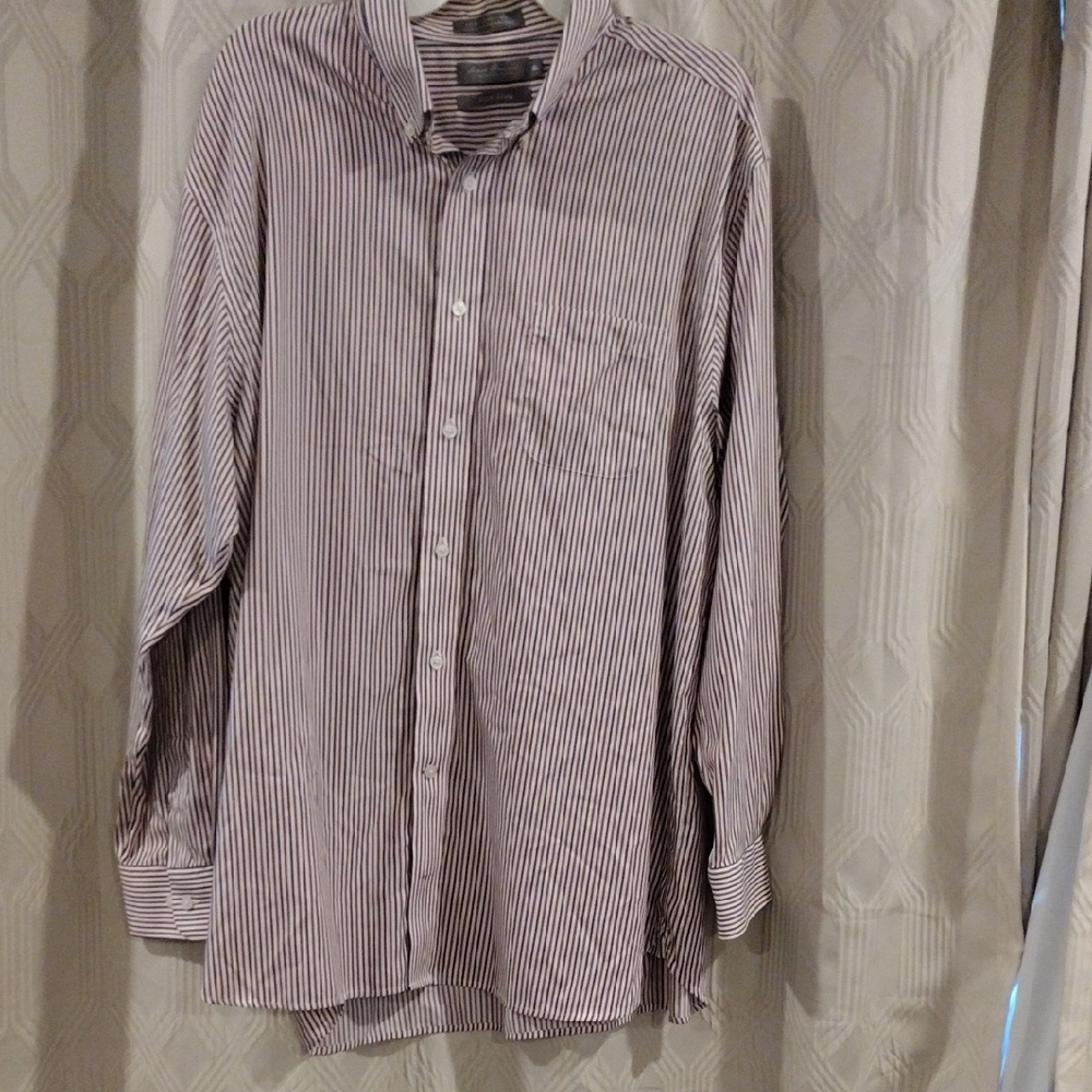 Daniel Cremieux Black and White Striped Casual Shirt